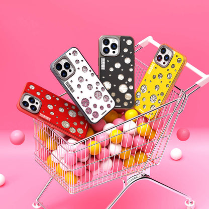 Apple iPhone 15 Pro Kılıf M-safe Şarj Özellikli Youngkit Quicksand Beads Serisi Kapak Sarı