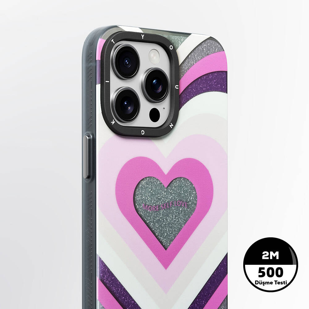 Apple iPhone 15 Pro Kılıf M-safe Şarj Özellikli Youngkit Star Dazzle Serisi Kapak Pembe