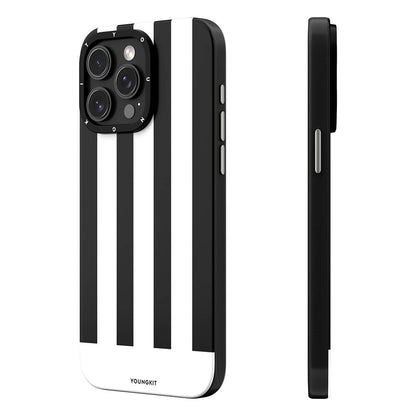 Apple iPhone 15 Pro Kılıf M-safe Şarj Özellikli Youngkit Striped Piano Keys Serisi Kapak Siyah