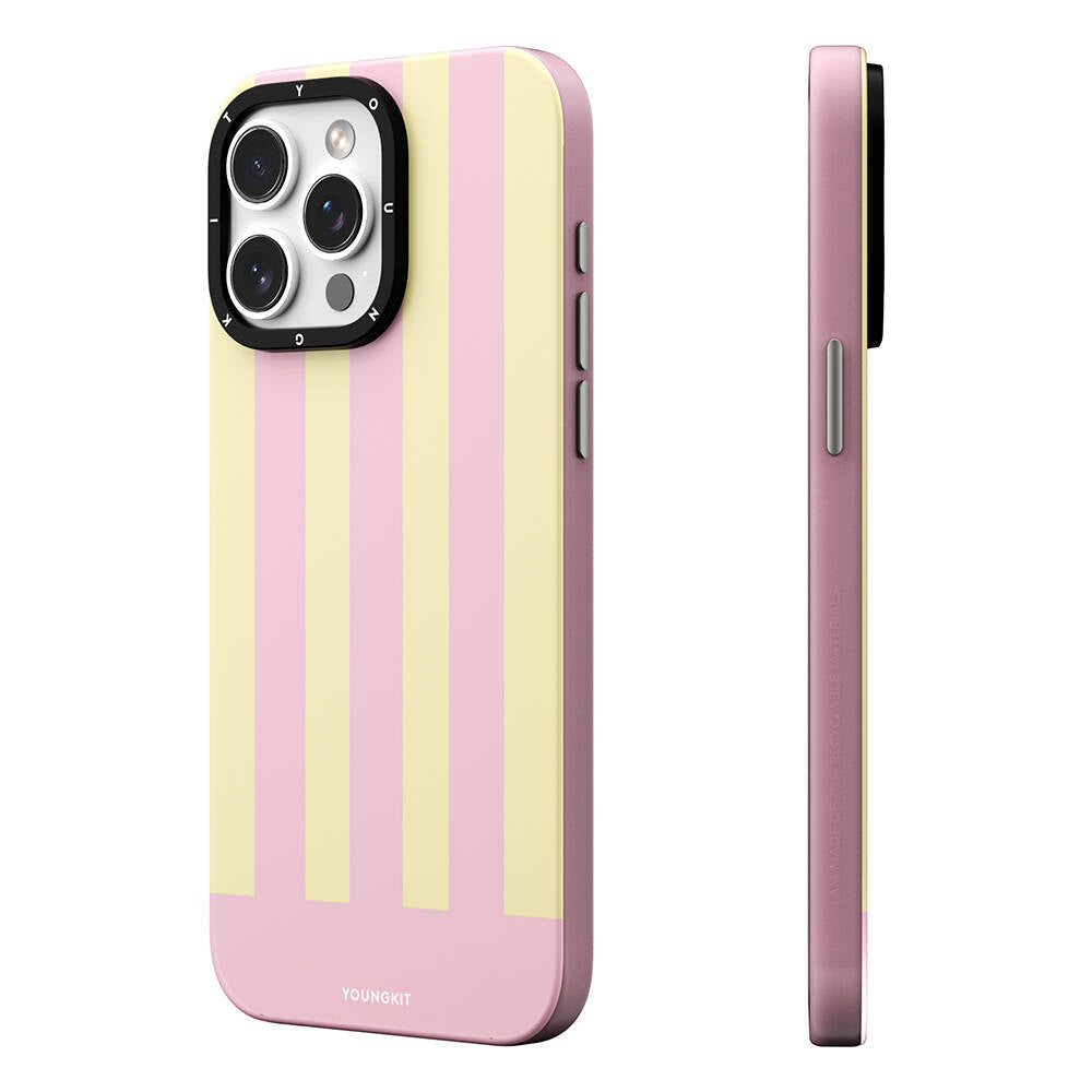 Apple iPhone 15 Pro Kılıf M-safe Şarj Özellikli Youngkit Striped Piano Keys Serisi Kapak Pembe