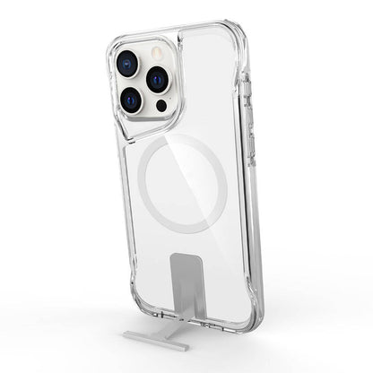 Apple iPhone 15 Pro Kılıf M-safe Şarj Özellikli Zore T-Max Standlı Kapak Renksiz