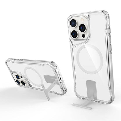 Apple iPhone 15 Pro Kılıf M-safe Şarj Özellikli Zore T-Max Standlı Kapak Renksiz