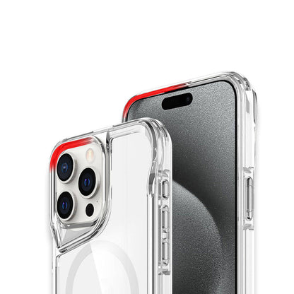 Apple iPhone 15 Pro Kılıf M-safe Şarj Özellikli Zore T-Max Standlı Kapak Renksiz