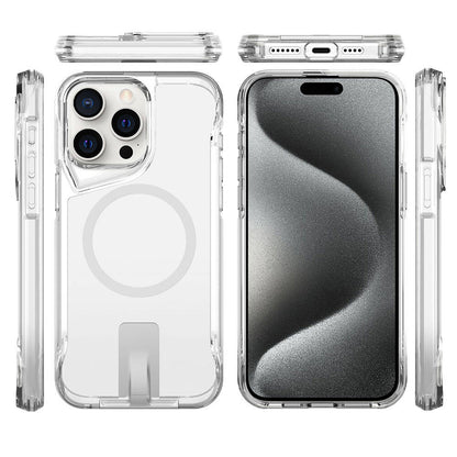 Apple iPhone 15 Pro Kılıf M-safe Şarj Özellikli Zore T-Max Standlı Kapak Renksiz