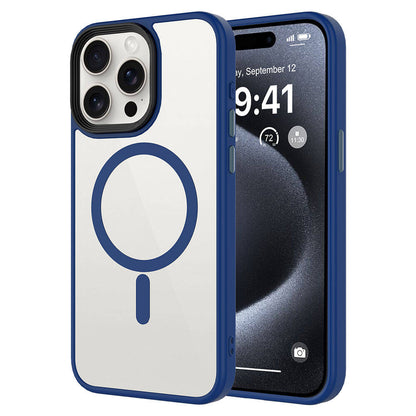 Apple iPhone 15 Pro Kılıf Mat Arka Yüzey Wireless Şarj Özellikli Zore Flet M-safe Kapak Midnight