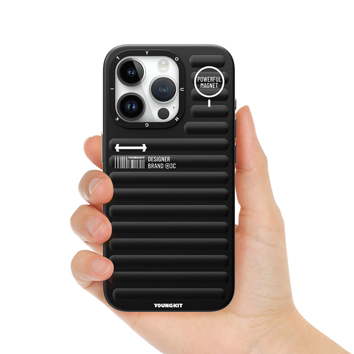 Apple iPhone 15 Pro Kılıf Mat Renkli Tasarım YoungKit Original Serisi Kapak Siyah