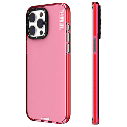 Apple iPhone 15 Pro Kılıf Pürüzsüz Düz Arka Yüzey YoungKit Crystal Color Serisi Kapak Pembe