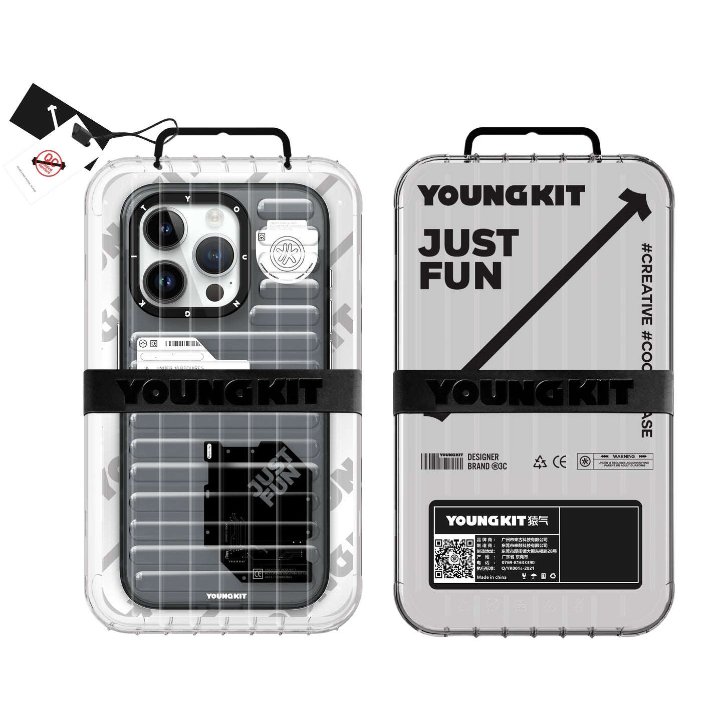 Apple iPhone 15 Pro Kılıf Şeffaf Renkli Tasarım YoungKit Fluorite Serisi Kapak Pembe