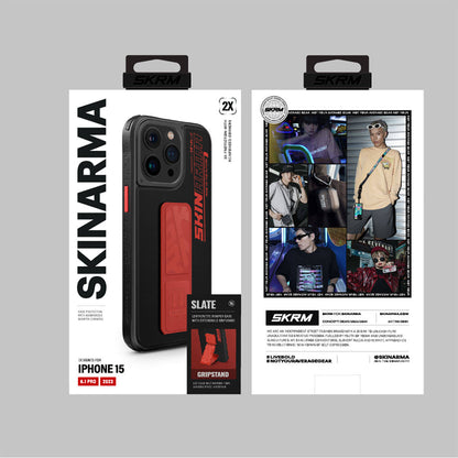 Apple iPhone 15 Pro Kılıf SkinArma Standlı Deri Görünümlü Slate Kapak Gri