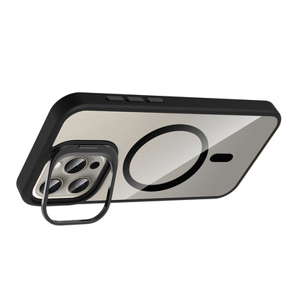 Apple iPhone 15 Pro Kılıf Standlı ve Kamera Lens Hediyeli M-Safe Şarj Özellikli Zore Etro Kapak Desert Titanyum