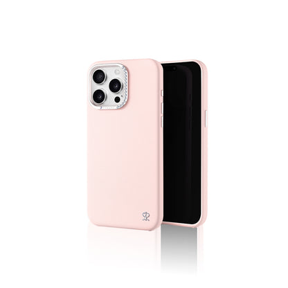 Apple iPhone 15 Pro Kılıf Suni Deri Tasarımlı Pynana Starry Serisi Kapak Pembe