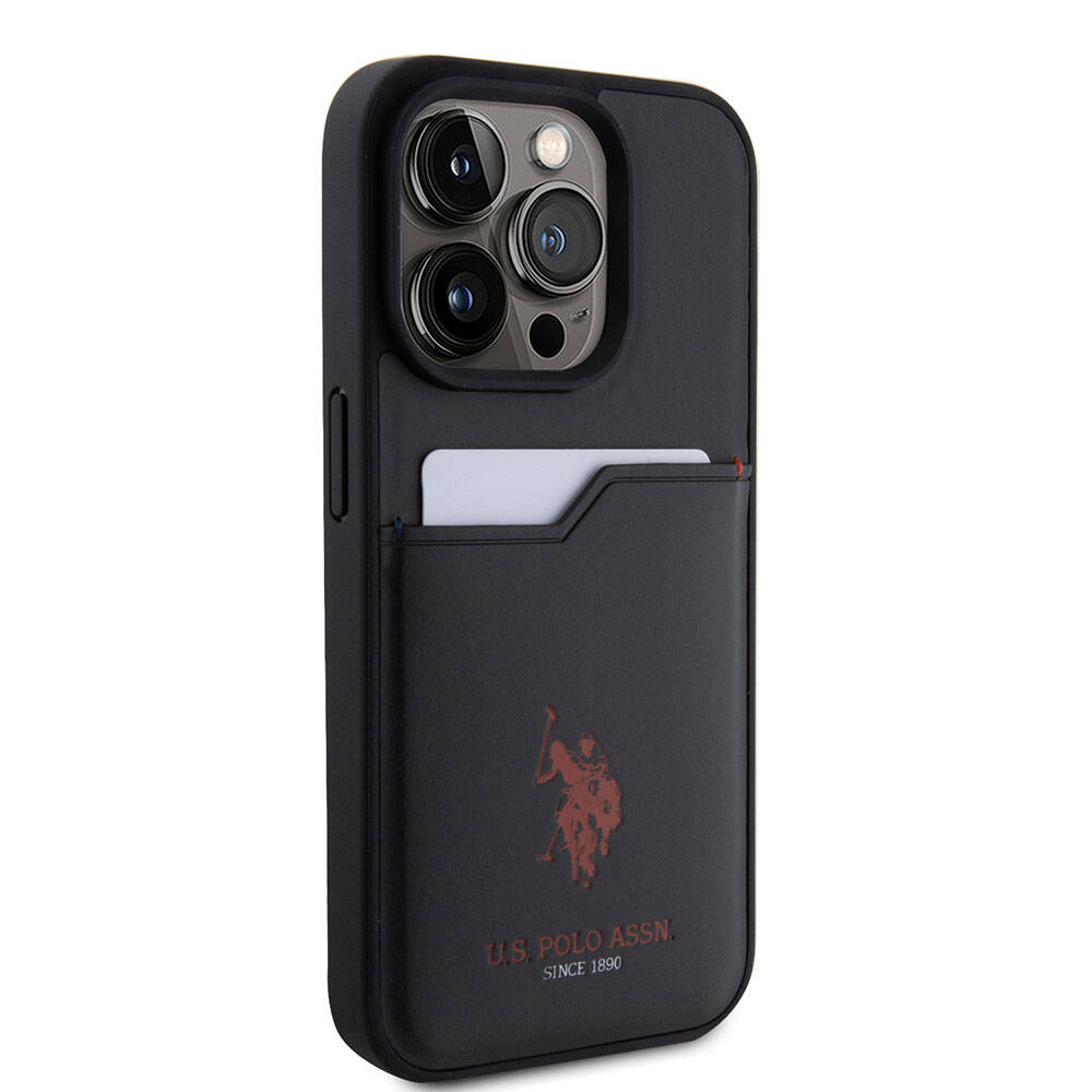 Apple iPhone 15 Pro Kılıf U.S. Polo Assn. Orjinal Lisanslı Baskı Logolu PU Kartlıklı Kapak Lacivert