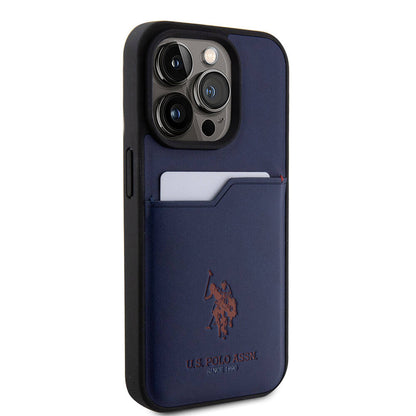 Apple iPhone 15 Pro Kılıf U.S. Polo Assn. Orjinal Lisanslı Baskı Logolu PU Kartlıklı Kapak Siyah