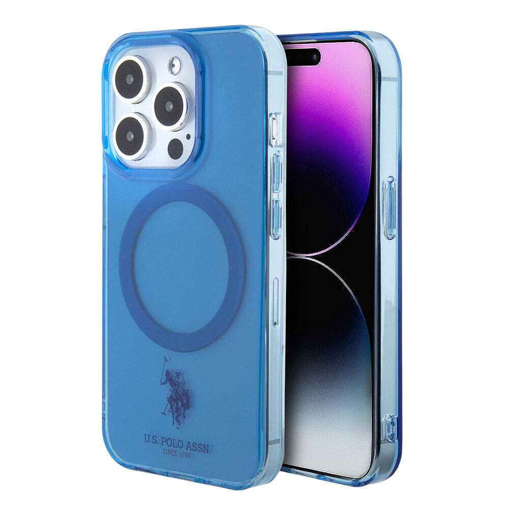 Apple iPhone 15 Pro Kılıf U.S. Polo Assn. Orjinal Lisanslı M-safe Şarj Özellikli Transparan Tasarım Kapak Pembe