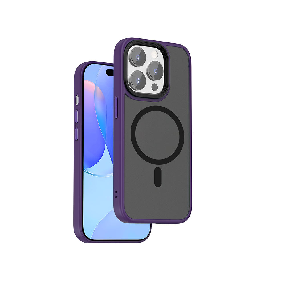 Apple iPhone 15 Pro Kılıf Wiwu FGG-011 M-safe Şarj Özellikli Kamera Korumalı Kapak Mor