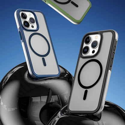 Apple iPhone 15 Pro Kılıf Wiwu ZKK-012 M-safe Şarj Özellikli Air Cushion Kapak Mavi