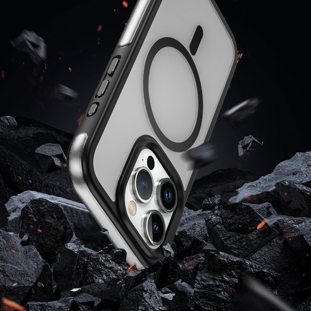 Apple iPhone 15 Pro Kılıf Wiwu ZKK-012 M-safe Şarj Özellikli Air Cushion Kapak Siyah