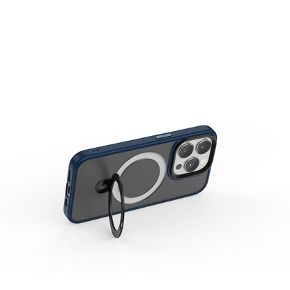 Apple iPhone 15 Pro Kılıf Wiwu ZMM-010 M-safe Şarj Özellikli Mat Arka Yüzey Standlı Kapak Siyah