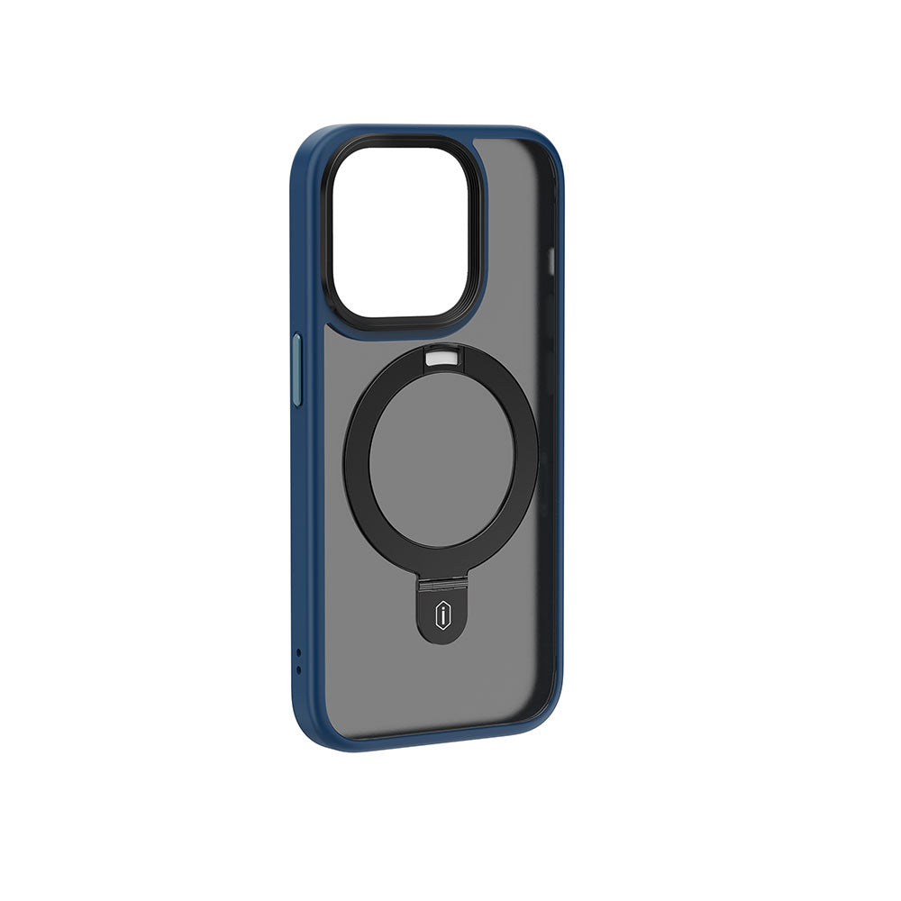 Apple iPhone 15 Pro Kılıf Wiwu ZMM-010 M-safe Şarj Özellikli Mat Arka Yüzey Standlı Kapak Siyah