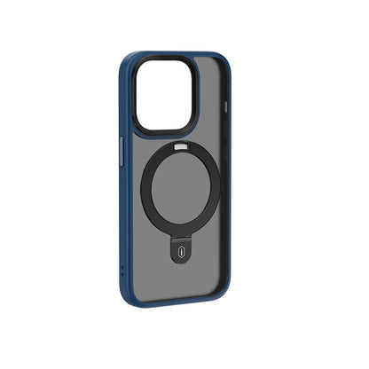 Apple iPhone 15 Pro Kılıf Wiwu ZMM-010 M-safe Şarj Özellikli Mat Arka Yüzey Standlı Kapak Siyah