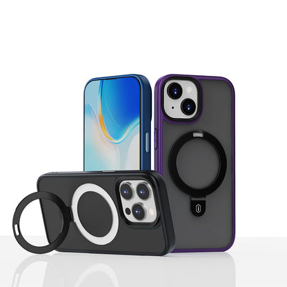 Apple iPhone 15 Pro Kılıf Wiwu ZMM-010 M-safe Şarj Özellikli Mat Arka Yüzey Standlı Kapak Mor