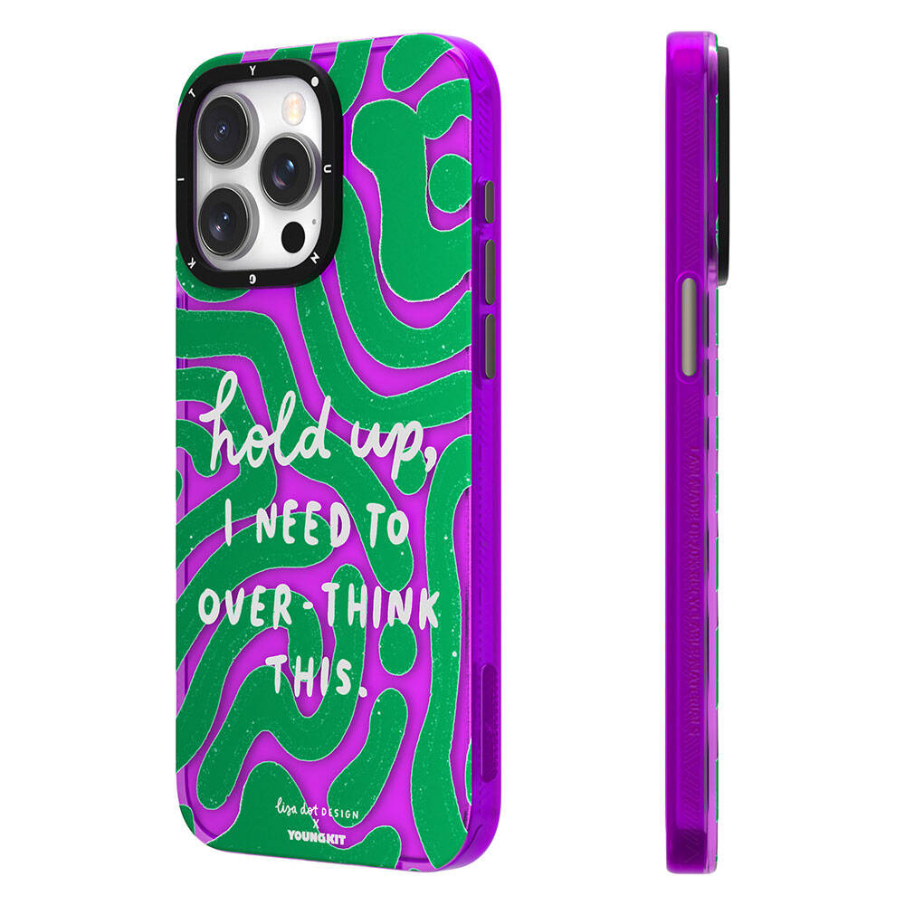 Apple iPhone 15 Pro Kılıf Yazı Desenli Youngkit Mindfulness Serisi Kapak Mor