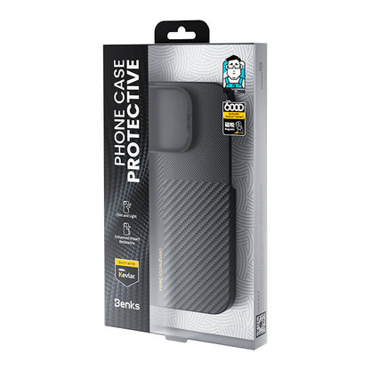 Apple iPhone 15 Pro M-safe Şarj Özellikli Karbon Fiber Benks Montage ArmorAir Kevlar Kapak Siyah