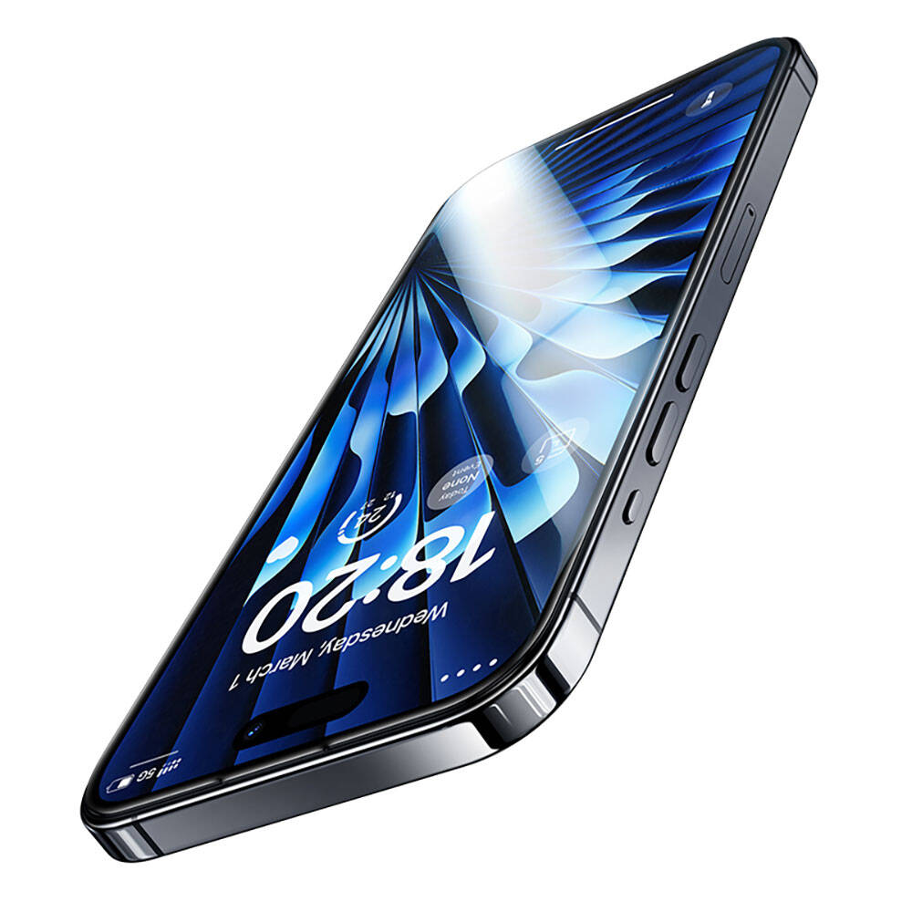 Apple iPhone 15 Pro Max Benks Glass Warrior Safir Coating Ekran Koruyucu + Kolay Uygulama Aparatlı Siyah