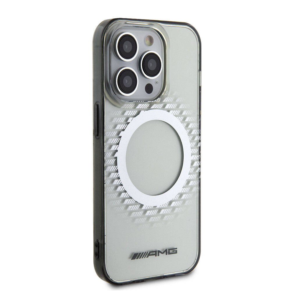 Apple iPhone 15 Pro Max Kılıf AMG Orjinal Lisanslı M-safe Şarj Özellikli Eşkenar Dörtgen Desenli Transparan Kapak Kırmızı