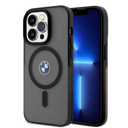 Apple iPhone 15 Pro Max Kılıf BMW Orjinal Lisanslı M-safe Şarj Özellikli IML Baskı Logolu Buzlu Mat Kapak