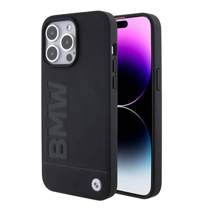 Apple iPhone 15 Pro Max Kılıf BMW Orjinal Lisanslı M-safe Şarj Özellikli Sıcak Damga Logolu Deri Kapak