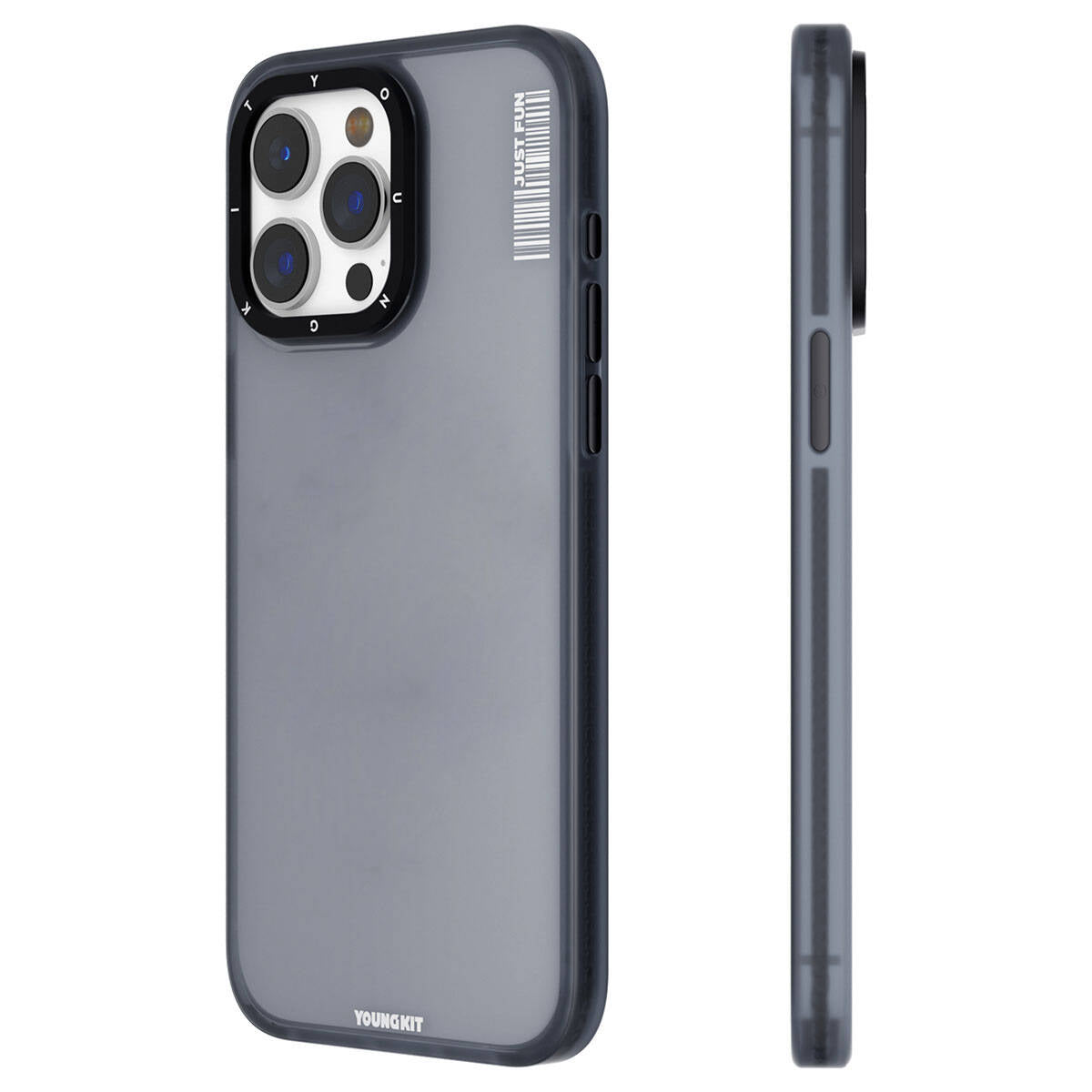 Apple iPhone 15 Pro Max Kılıf Buzlu Mat Tasarım Youngkit Colored Sand Serisi Kapak Siyah