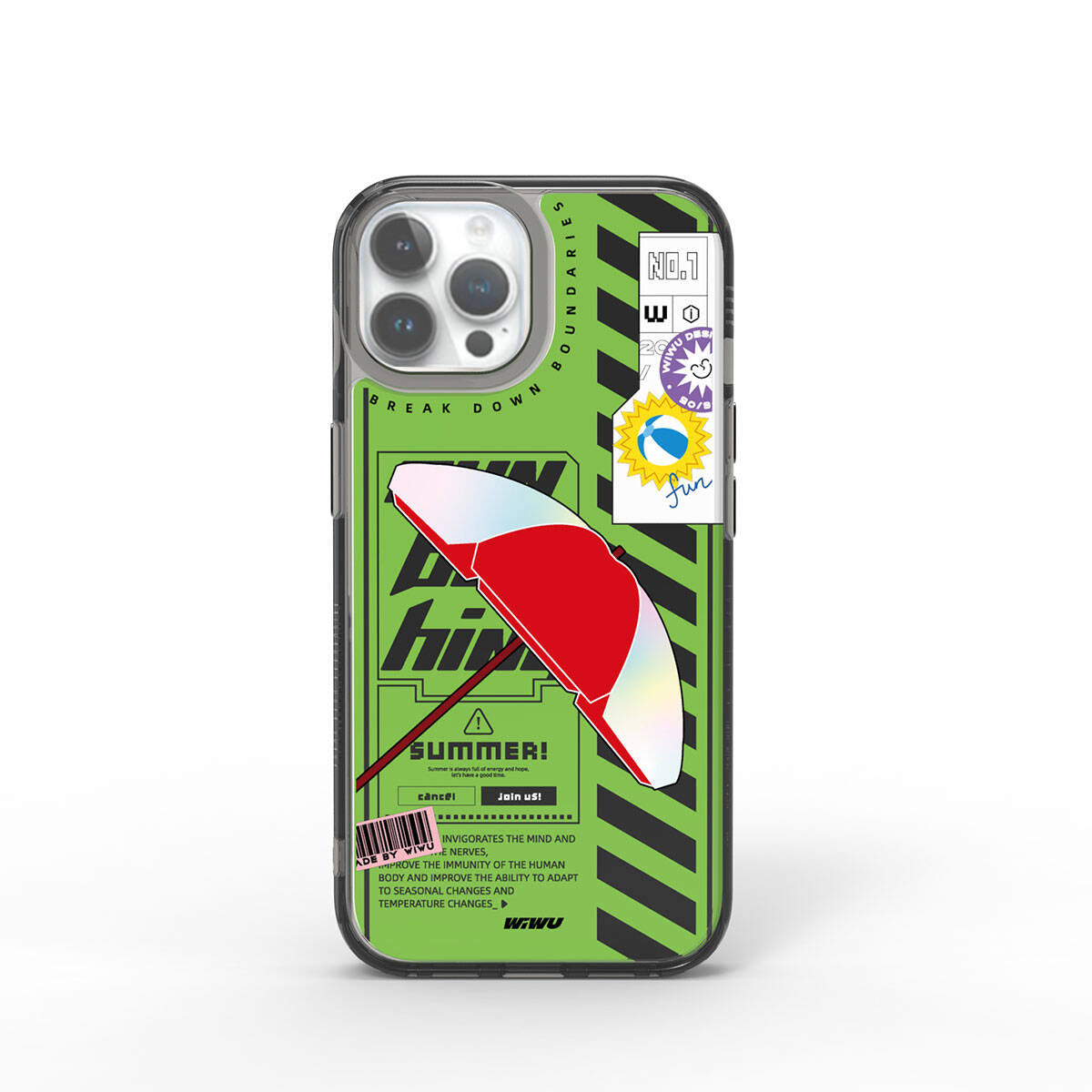 Apple iPhone 15 Pro Max Kılıf Çift Katman Desenli Wiwu Summer Serisi Kapak Yeşil