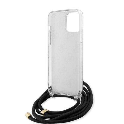 Apple iPhone 15 Pro Max Kılıf Guess Orjinal Lisanslı Çapraz Kordon 4G Desenli Kapak Kahverengi