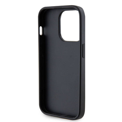 Apple iPhone 15 Pro Max Kılıf Guess Orjinal Lisanslı Deri 4G Metal Logo Strass Kapak Gold