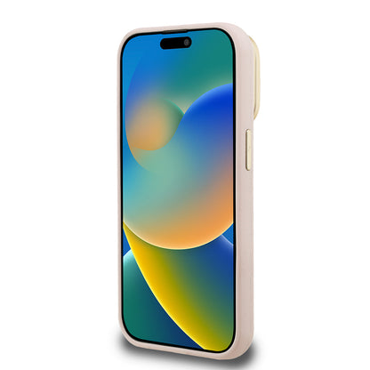 Apple iPhone 15 Pro Max Kılıf Guess Orjinal Lisanslı Grained Yazı Logolu Kamera Standlı Kapak Pembe