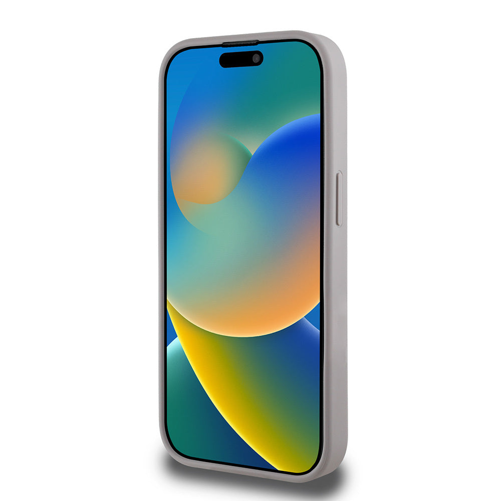 Apple iPhone 15 Pro Max Kılıf Guess Orjinal Lisanslı Gül Baskılı Büyük Metal Logo Dizaynlı Kapak Siyah