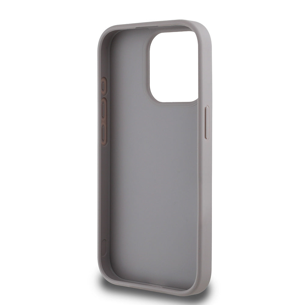 Apple iPhone 15 Pro Max Kılıf Guess Orjinal Lisanslı Gül Baskılı Büyük Metal Logo Dizaynlı Kapak Pembe