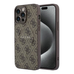 Apple iPhone 15 Pro Max Kılıf Guess Orjinal Lisanslı M-safe Kabartmalı 4G Desenli Yazı Logolu Kapak