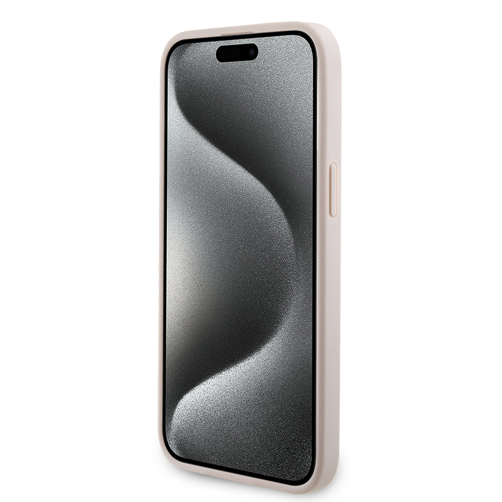 Apple iPhone 15 Pro Max Kılıf Guess Orjinal Lisanslı M-safe Şarj Özellikli 4G Şerit Tasarımlı Printed Kapak Siyah