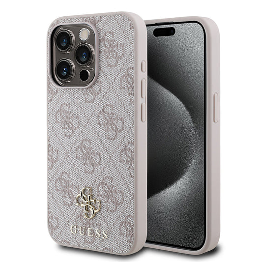 Apple iPhone 15 Pro Max Kılıf Guess Orjinal Lisanslı M-safe Şarj Özellikli Small 4G Classic Kapak