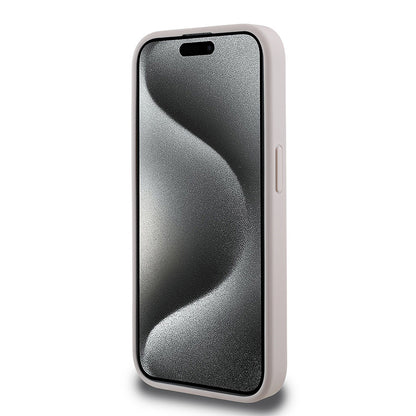 Apple iPhone 15 Pro Max Kılıf Guess Orjinal Lisanslı M-safe Şarj Özellikli Small 4G Classic Kapak Pembe