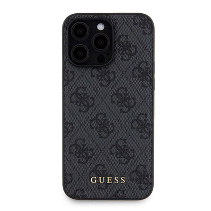 Apple iPhone 15 Pro Max Kılıf Guess Orjinal Lisanslı M-safe Şarj Özellikli Yazı Logolu 4G Desenli Kapak + Powerbank 5000mAh 2in1 Set Kahverengi