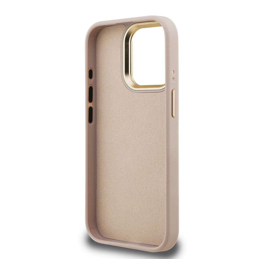 Apple iPhone 15 Pro Max Kılıf Guess Orjinal Lisanslı PU Deri 4G Desenli Metal Büyük 4G ve Yazı Logolu Kamera Standlı Kapak Mavi