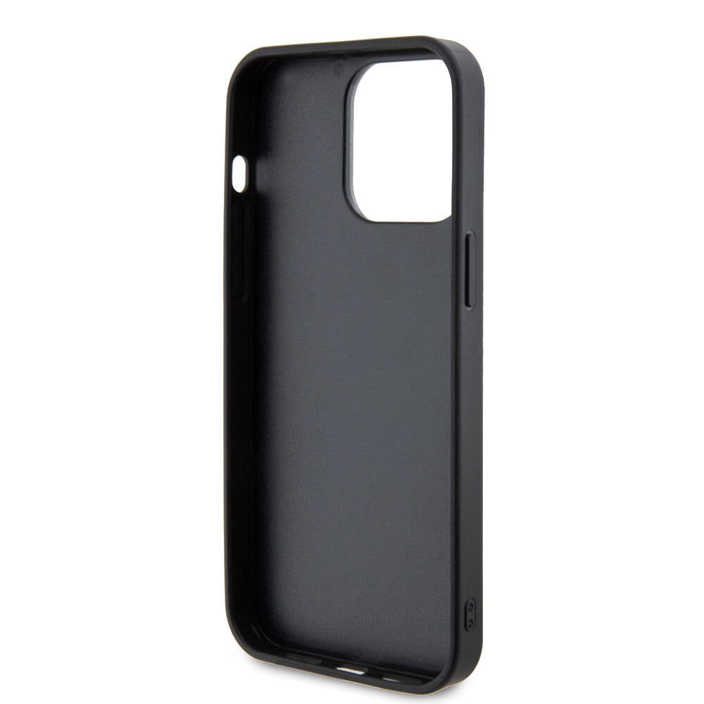 Apple iPhone 15 Pro Max Kılıf Guess Orjinal Lisanslı Taşlı Arka Yüzey Metal Yazı Logolu Kapak Sarı