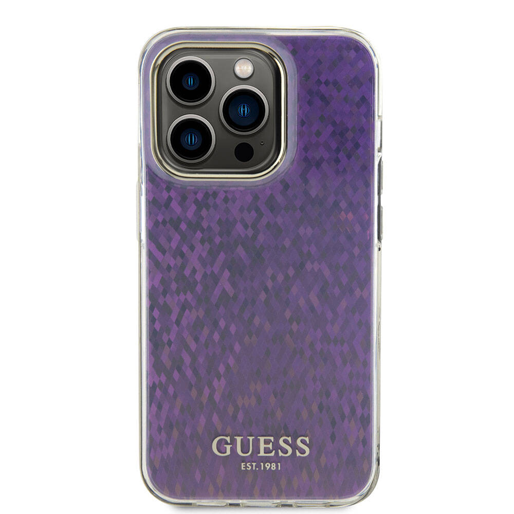 Apple iPhone 15 Pro Max Kılıf Guess Orjinal Lisanslı Yazı Logolu Mirror Disco Kapak Gold