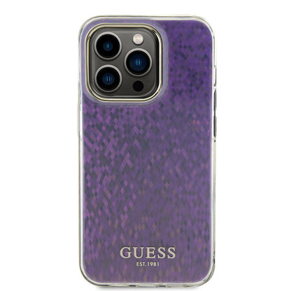 Apple iPhone 15 Pro Max Kılıf Guess Orjinal Lisanslı Yazı Logolu Mirror Disco Kapak Gold