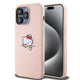 Apple iPhone 15 Pro Max Kılıf Hello Kitty Orjinal Lisanslı M-safe Şarj Özellikli Baskı Logolu Uyuyan Kitty Deri Kapak Pembe