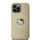Apple iPhone 15 Pro Max Kılıf Hello Kitty Orjinal Lisanslı M-safe Şarj Özellikli Kitty Head Deri Kapak Gold