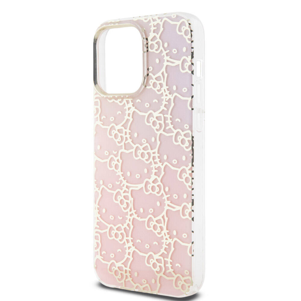 Apple iPhone 15 Pro Max Kılıf Hello Kitty Orjinal Lisanslı Renk Geçişli Elektroplating Kaplama Kitty Head Desenli Kapak Mavi
